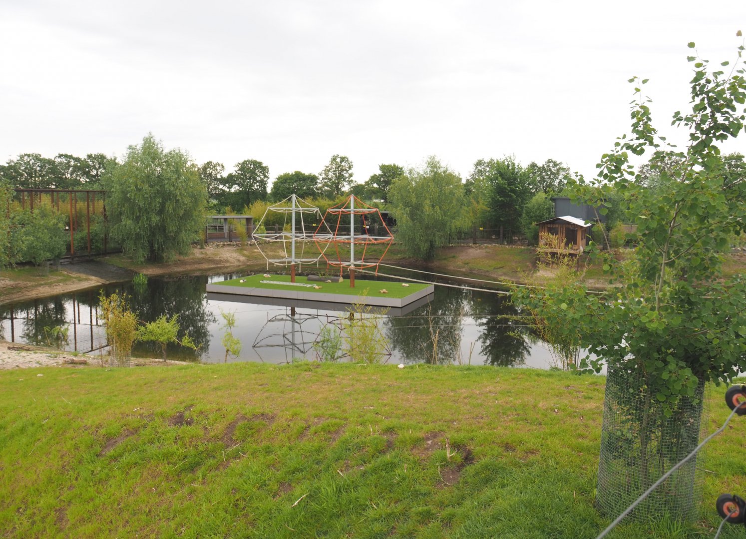 South American exhibit with new floating island for future spider monkey exhibit, 2022-05-17