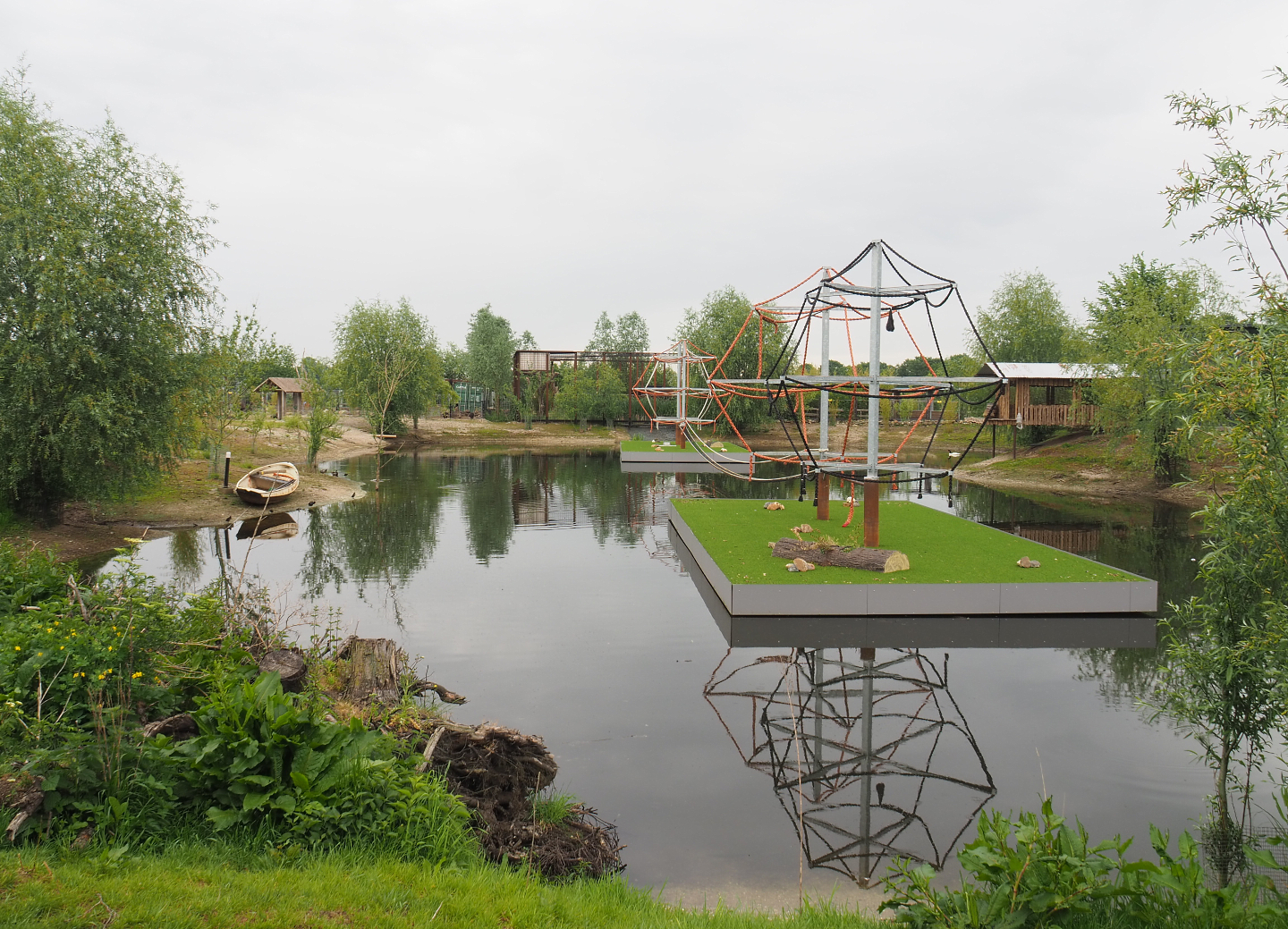 South American exhibit with new floating islands for future spider monkey exhibit, 2022-05-17