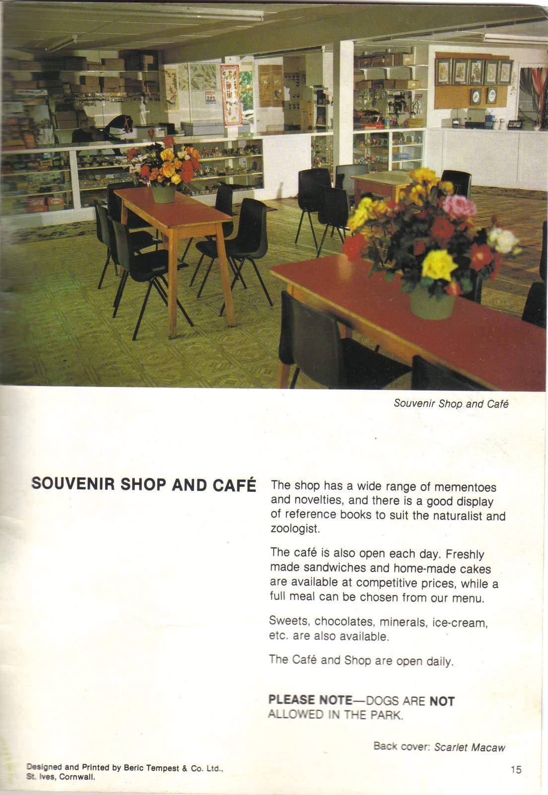 Souvenir shop and cafe in Bridgemere Wildlife Park guidebook