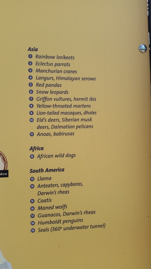 Species list for the new/revamped areas