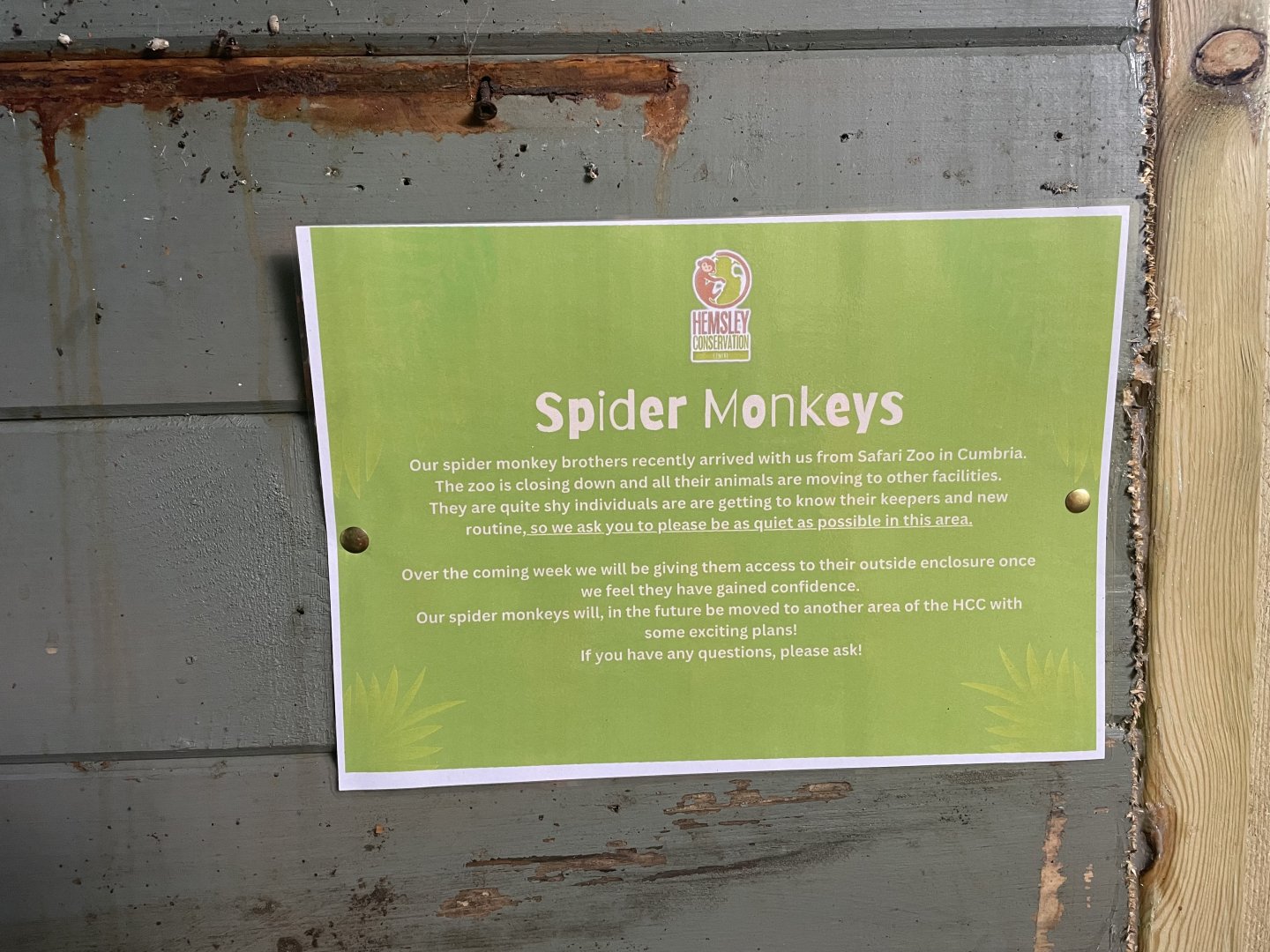 Spider Monkey Signage
