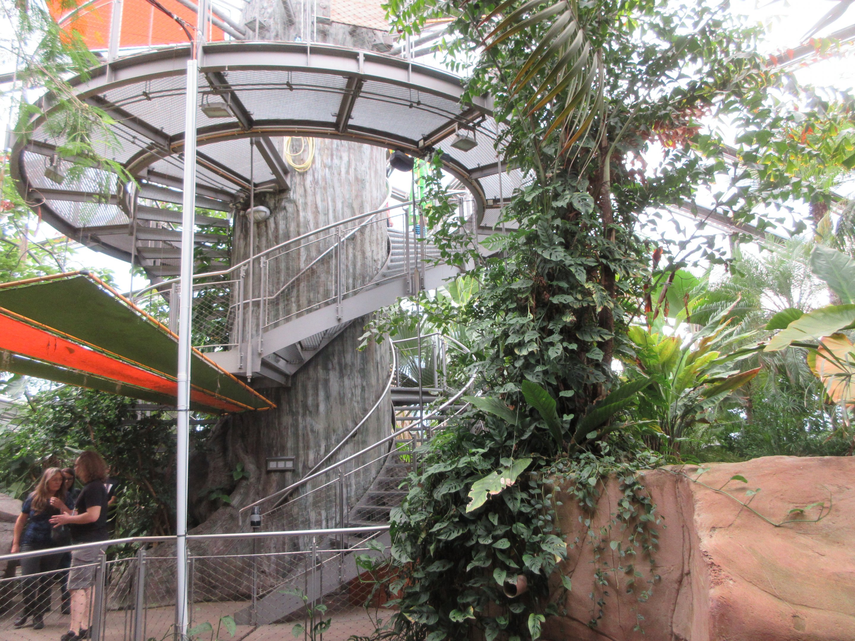 Spiral staircase to canopy