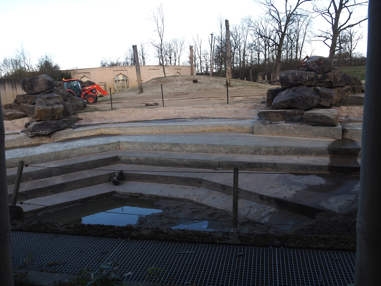 Spring cleaning of the pool in the Asian elephant herd exhibit, 2025-03-23