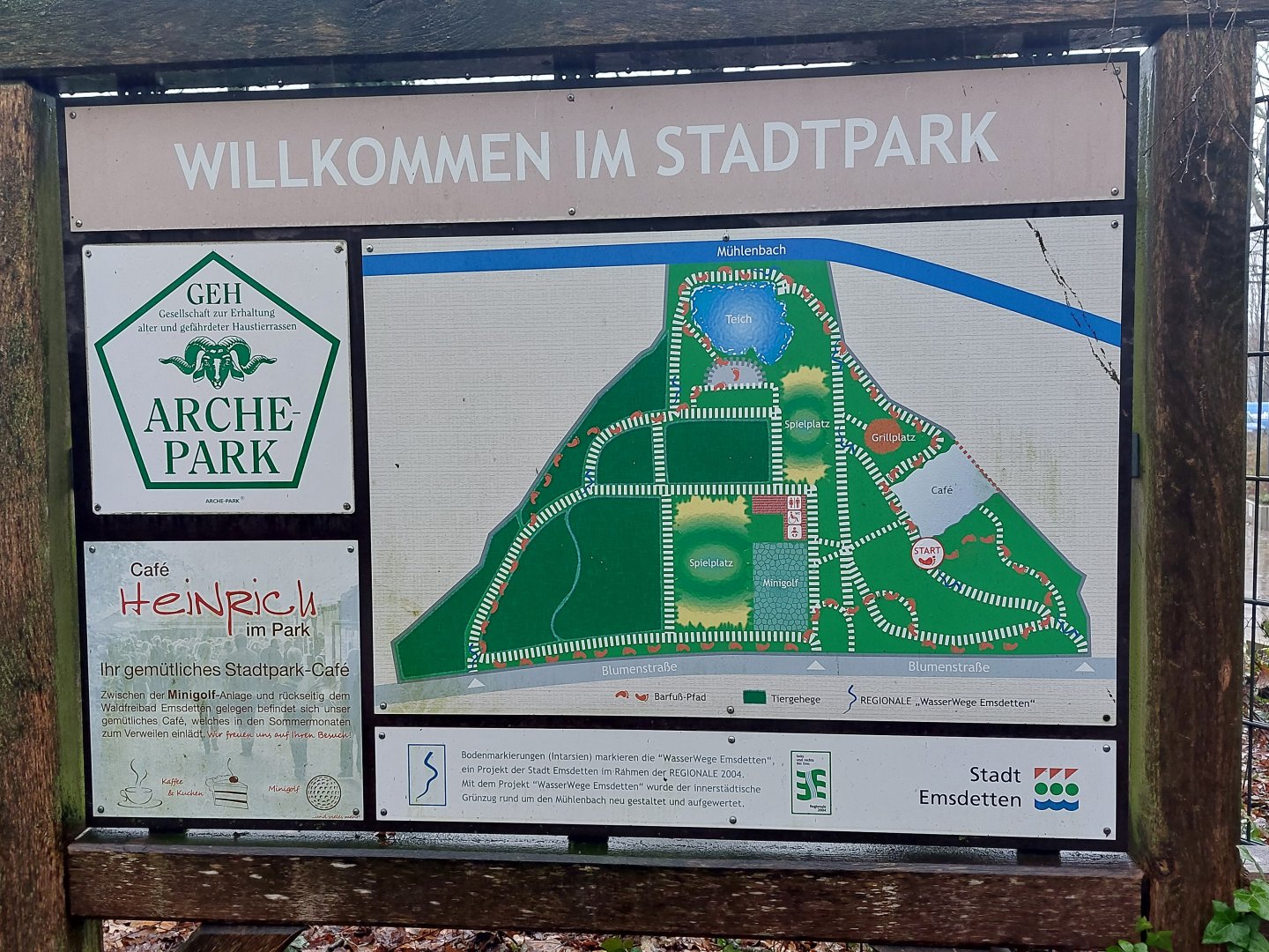 Stadtpark Emsdetten Parkplan