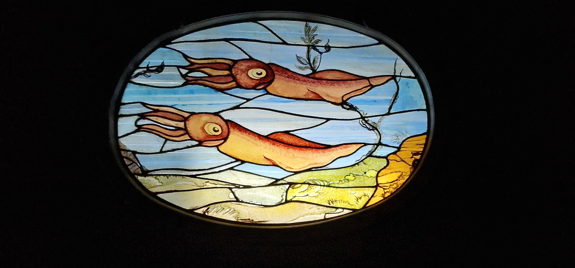 Stained glass decoration panel in aquarium