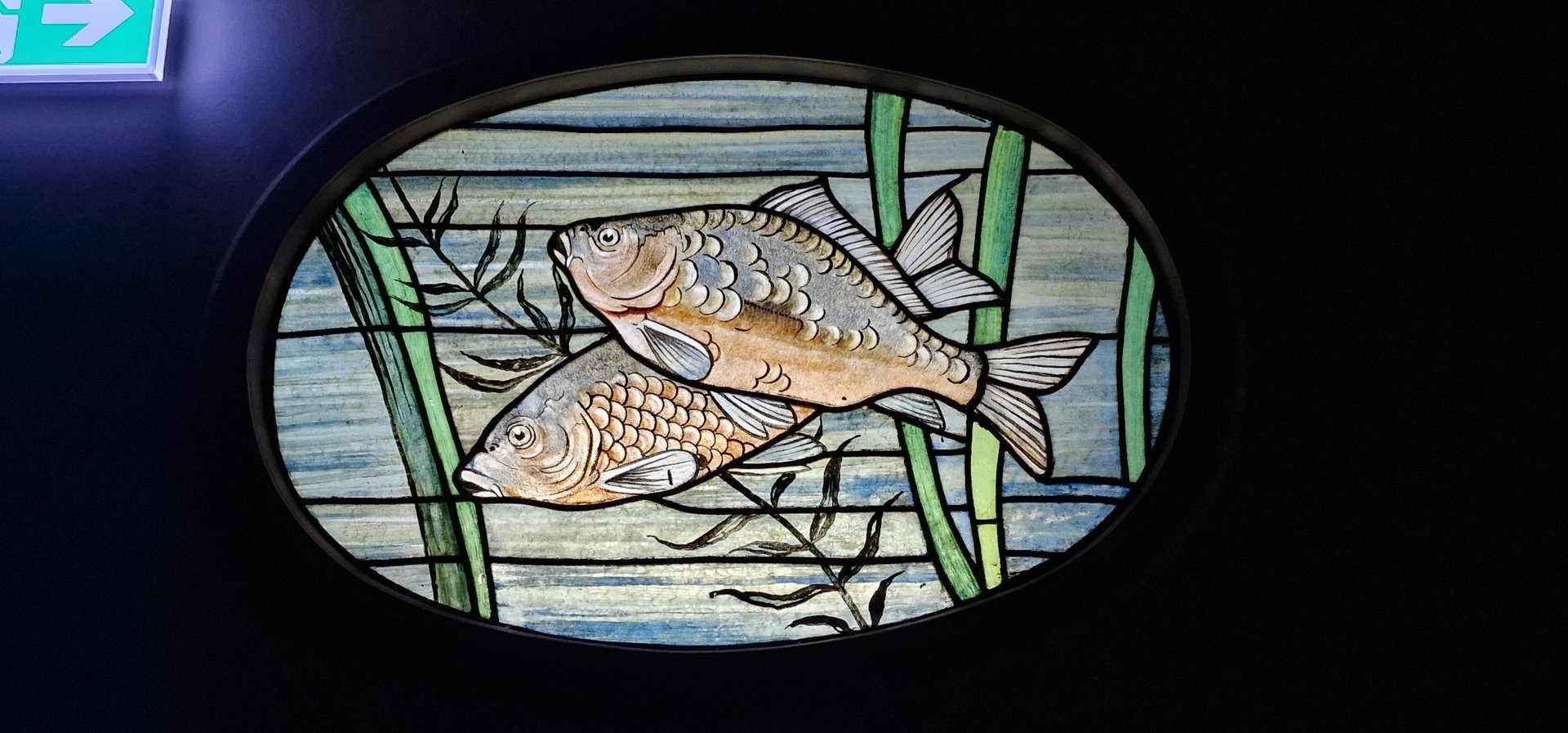 Stained glass decoration panel in aquarium