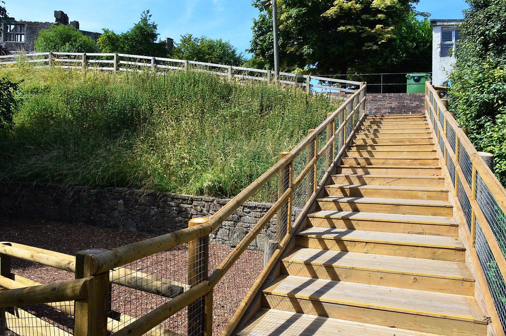 Stairs leading down to new viewing point for new orang enclosure.