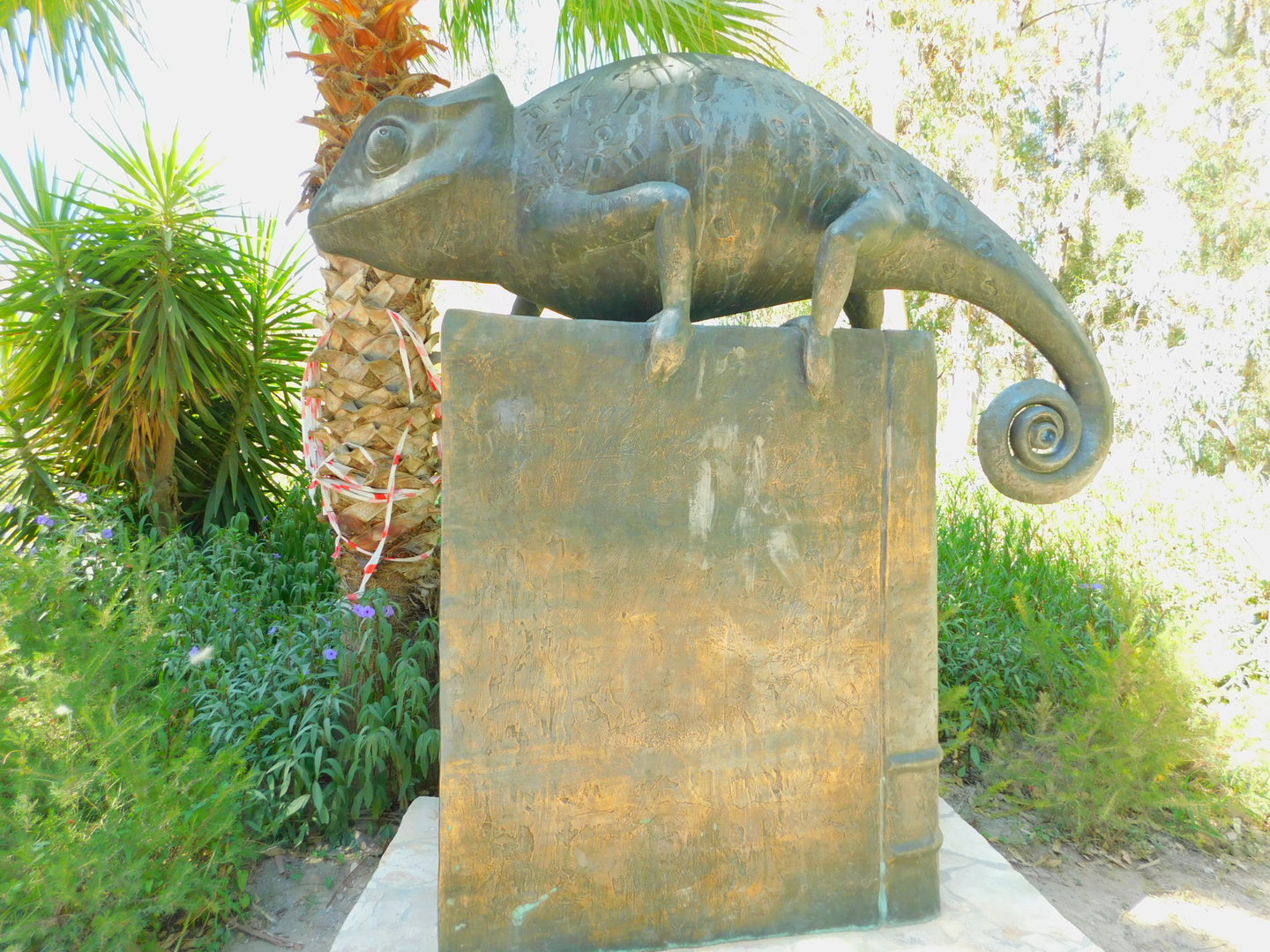 Statue of a Chameleon on a Book