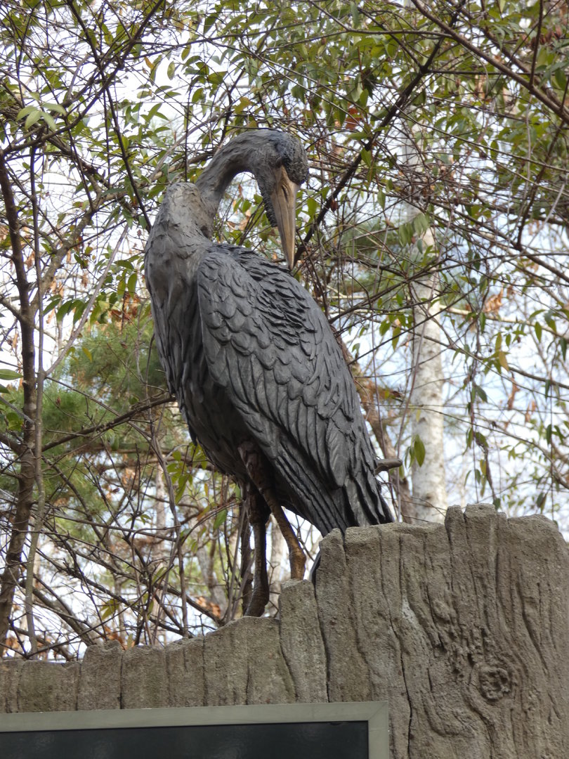 Statue of Heron preening