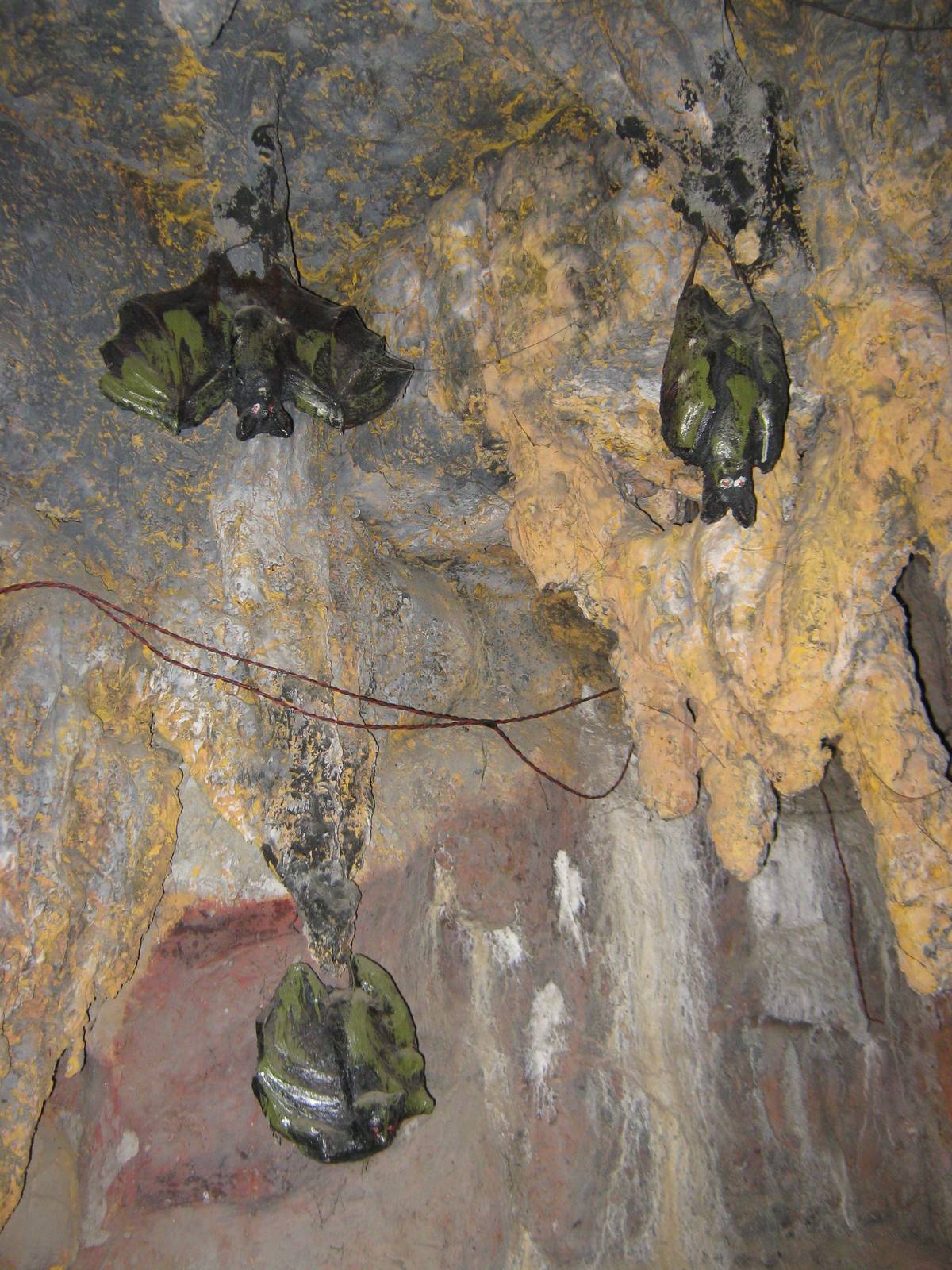 statues in faux cave