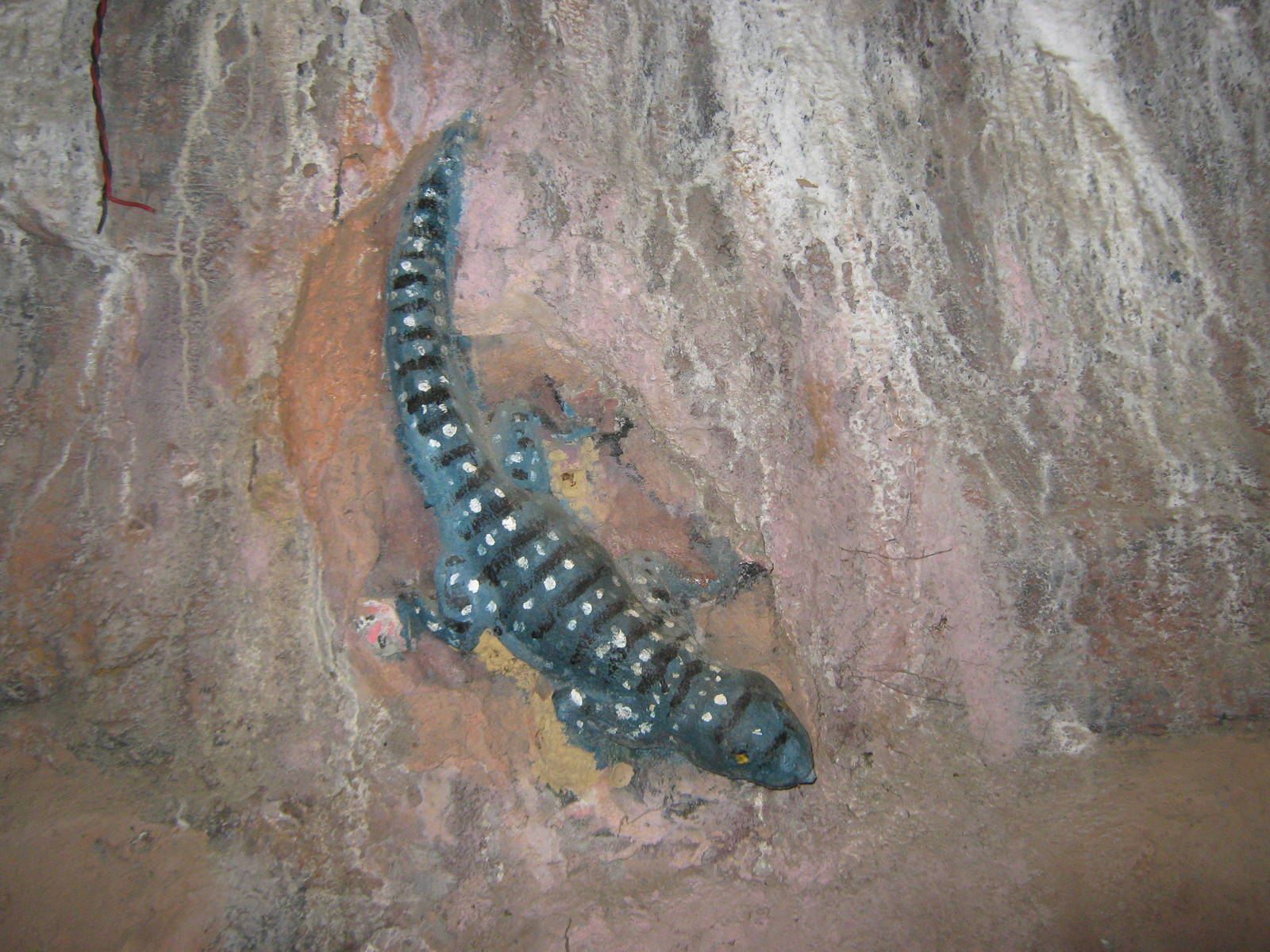 statues in faux cave