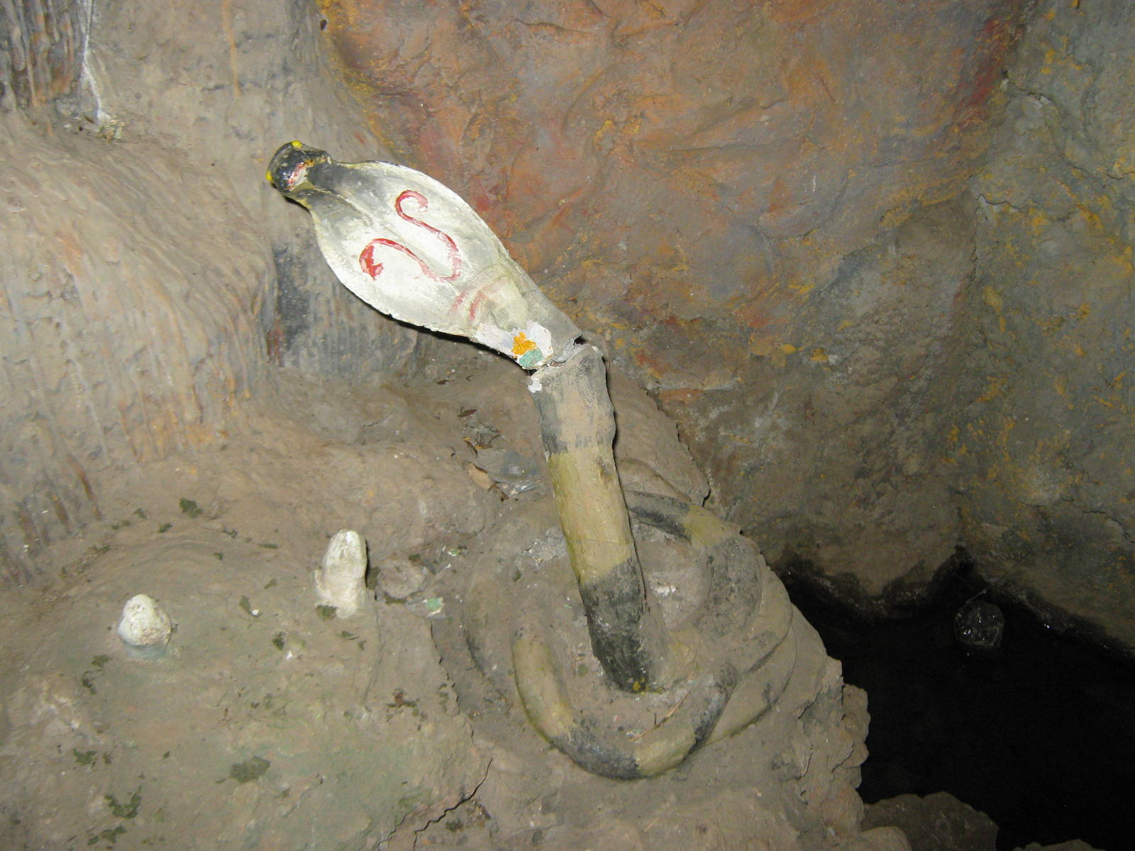 statues in faux cave