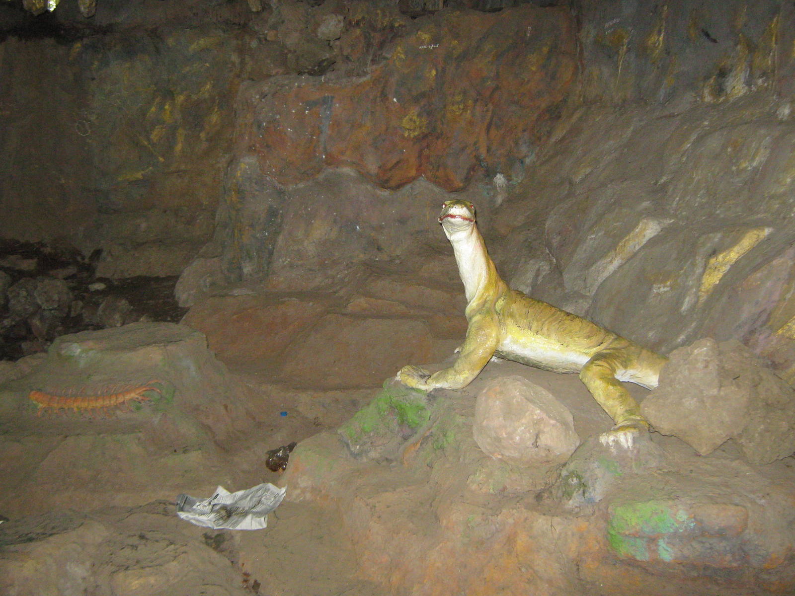 statues in faux cave