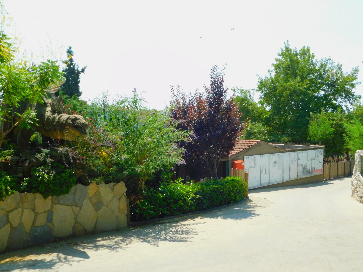 Stegosaurus and faded climate change panel