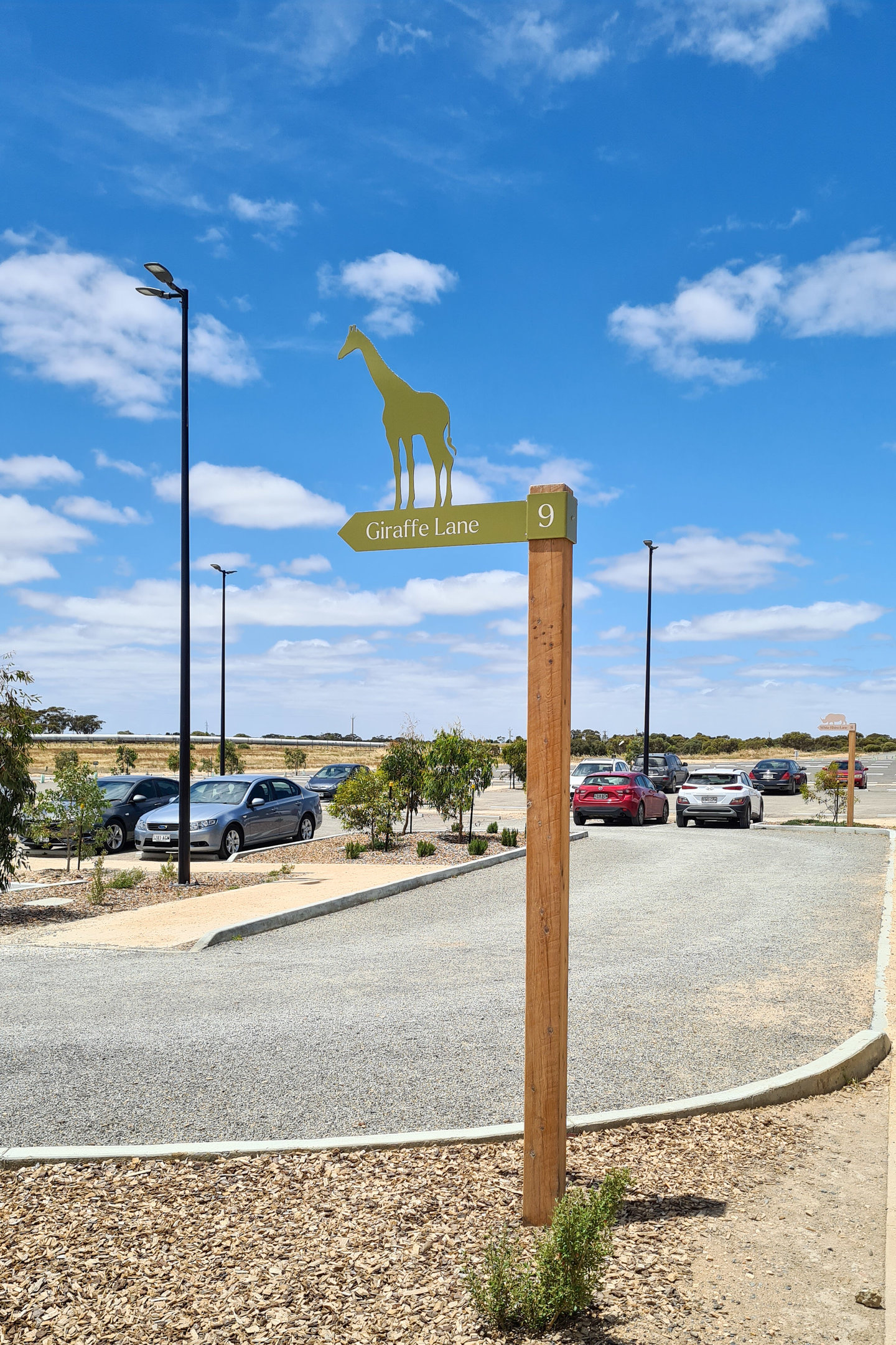 Street signs in the car park