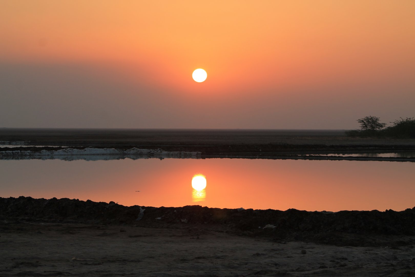 sunset over the salt ponds