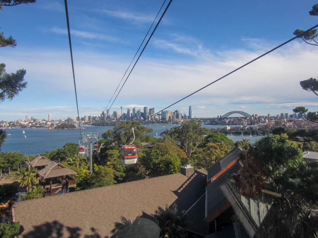 Sydney Harbour and skyline view from the cablecar