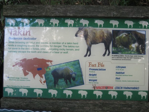 Takin Sign at Wildlife Canyon