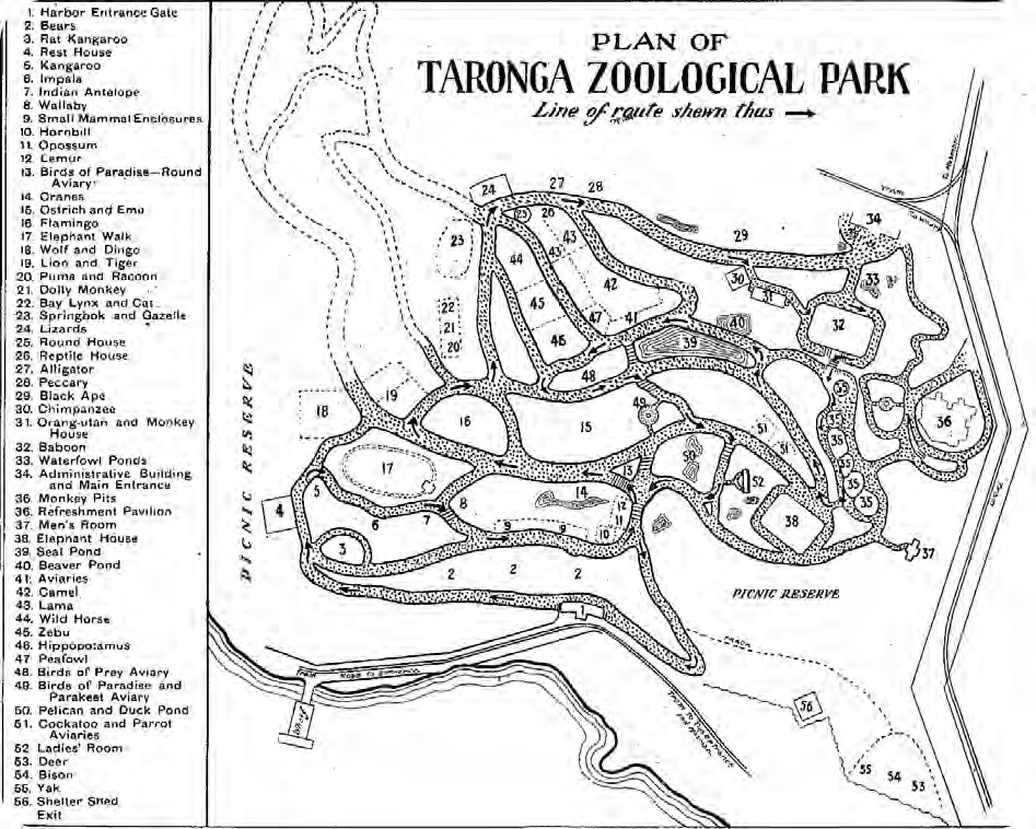 Taronga Zoo Map 1920