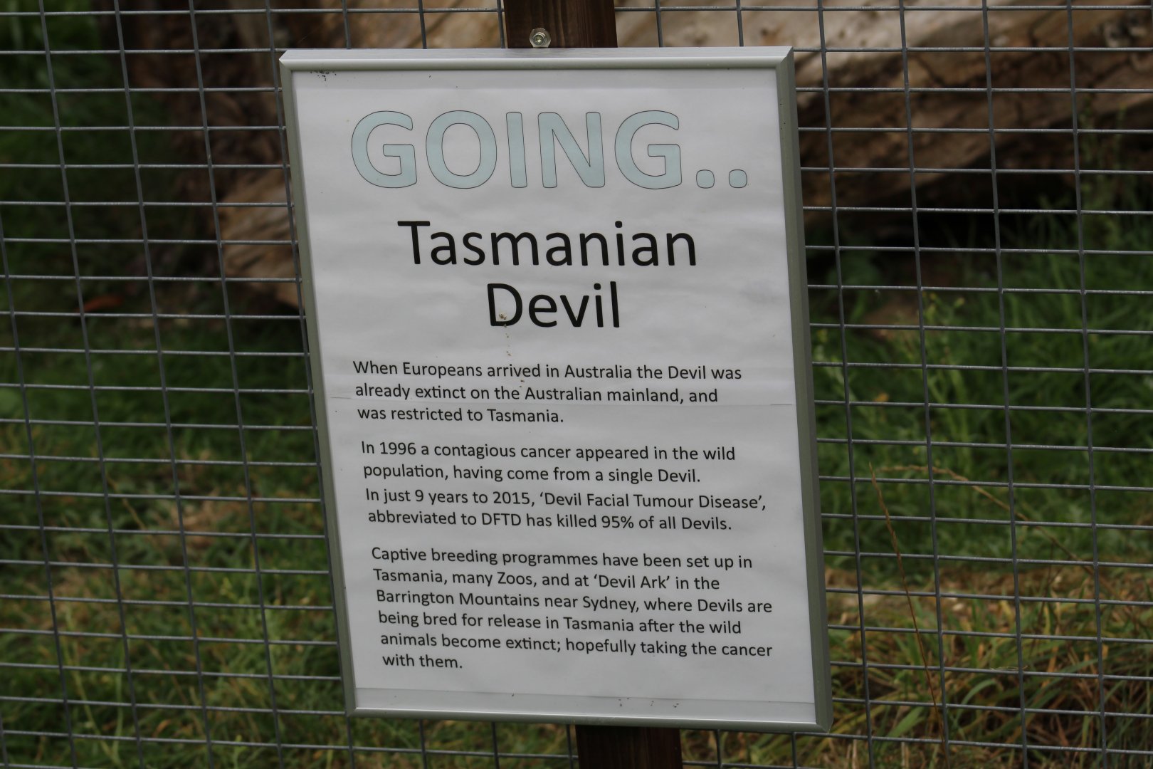 Tasmanian Devil Conservation Sign