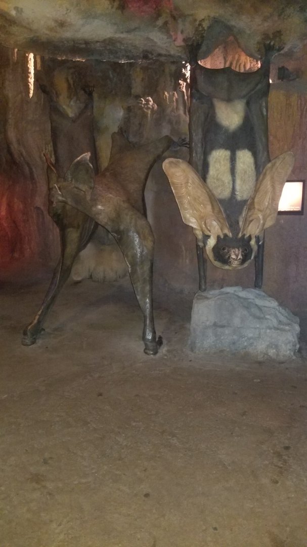 Terrifying giant bat statues