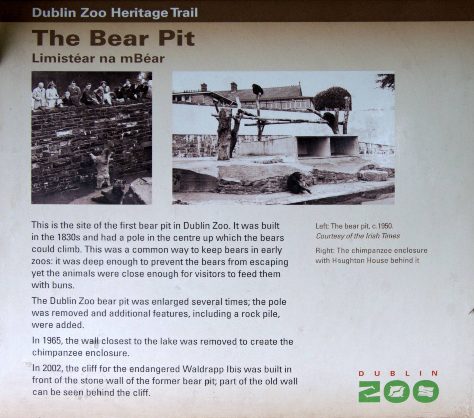 The Bear Pit - information sign, Dublin Zoo