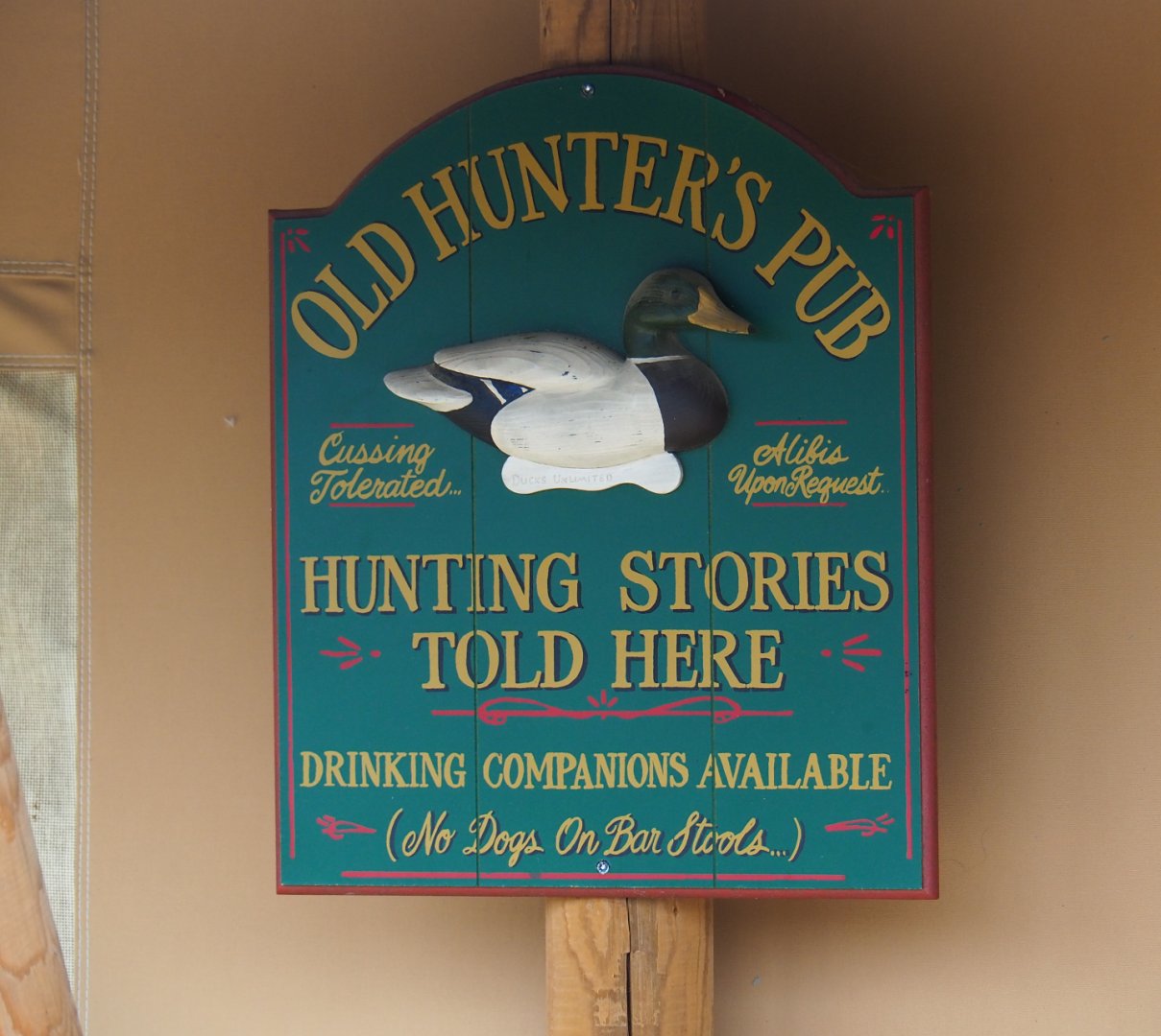 The Last Frontier theming - Old Hunter's Pub sign, 2019-10-04