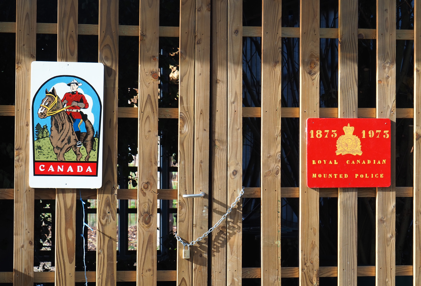 The Last Frontier theming - Royal Canadian Mounted Police signs, 2019-10-04