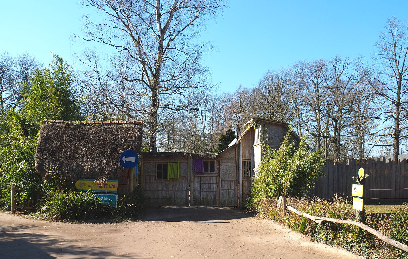 Themed gates to off-show area near Bactrian camel paddock, 2022-03-08