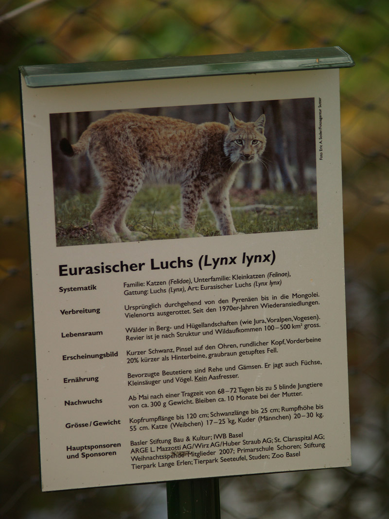 Tierpark Lange Erlen - Sign