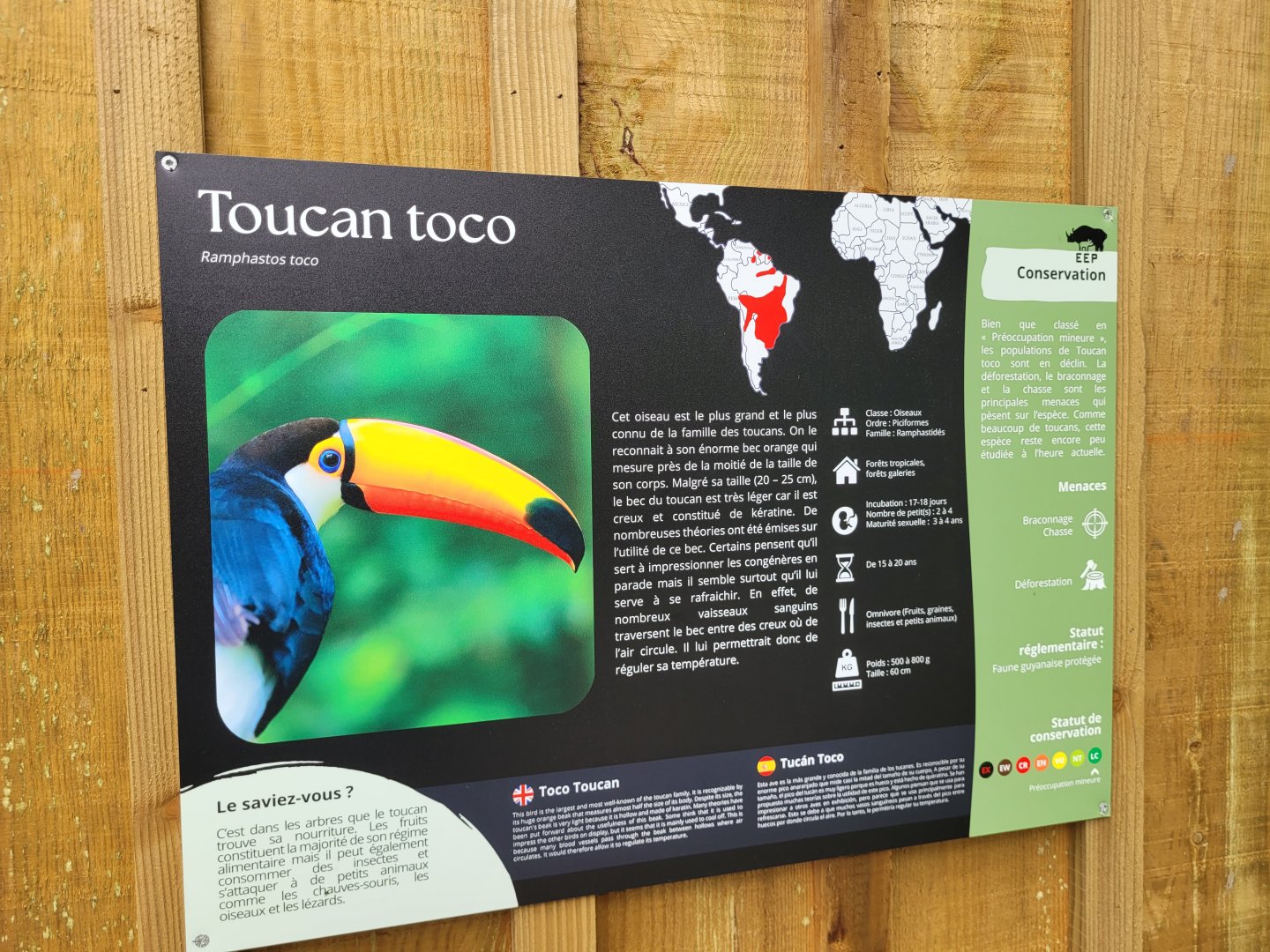 Toco toucan sign -Zoo de Labenne (2024)