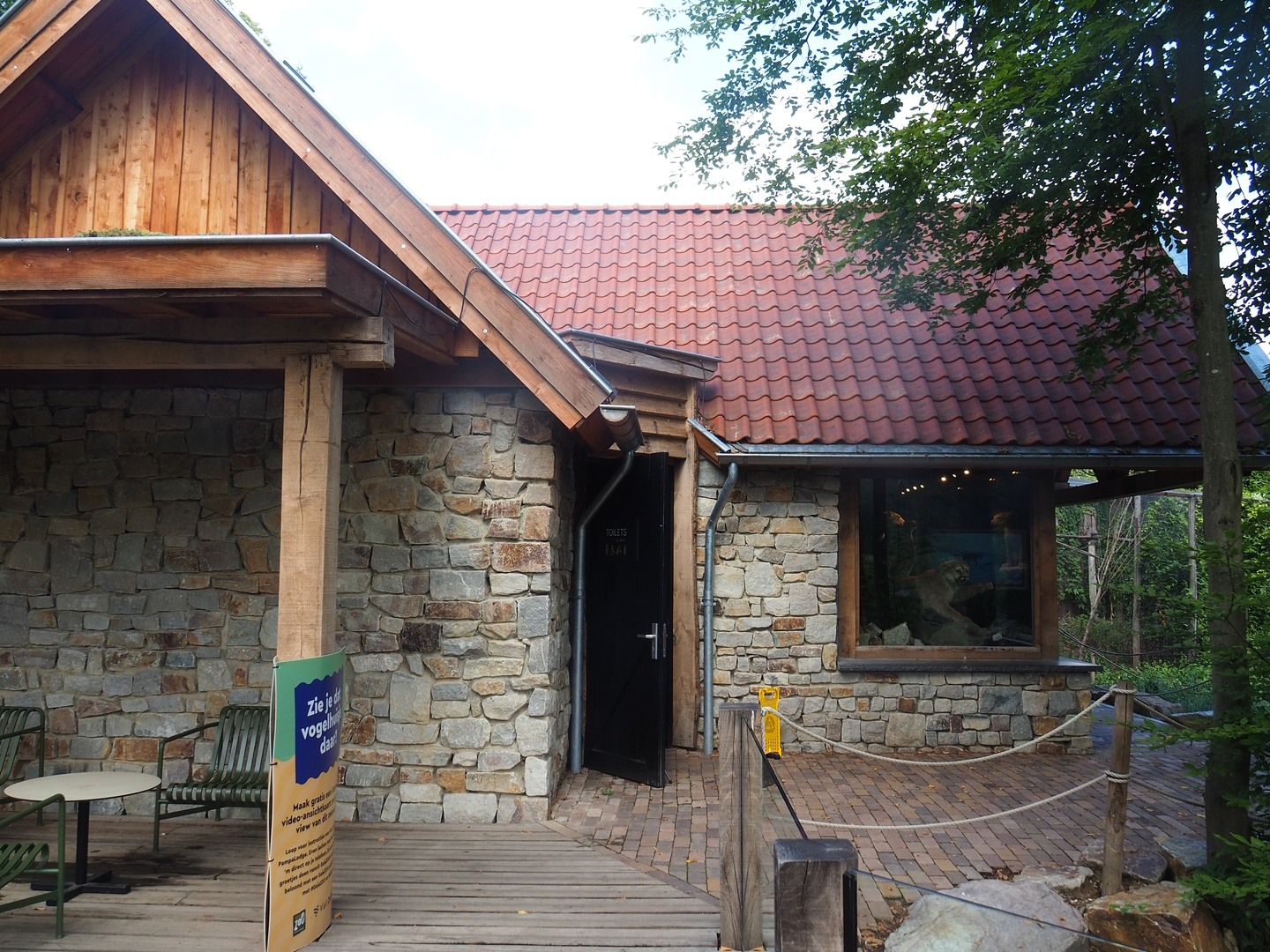 Toilet building with taxidermy display, 2022-08-20
