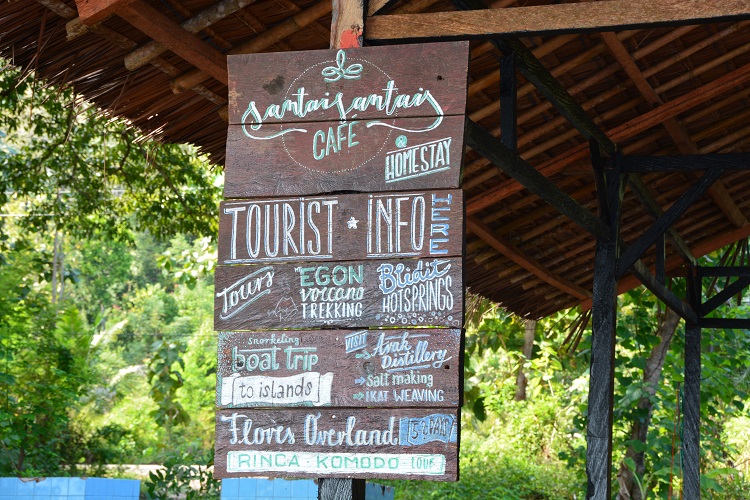 Tourist info sign.   Flores