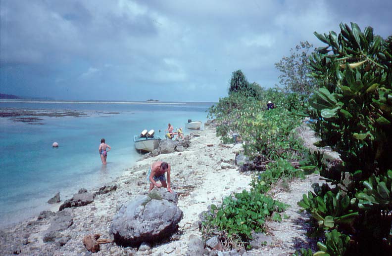 Tourists on a Pohnpeian beach - Pohnpei
