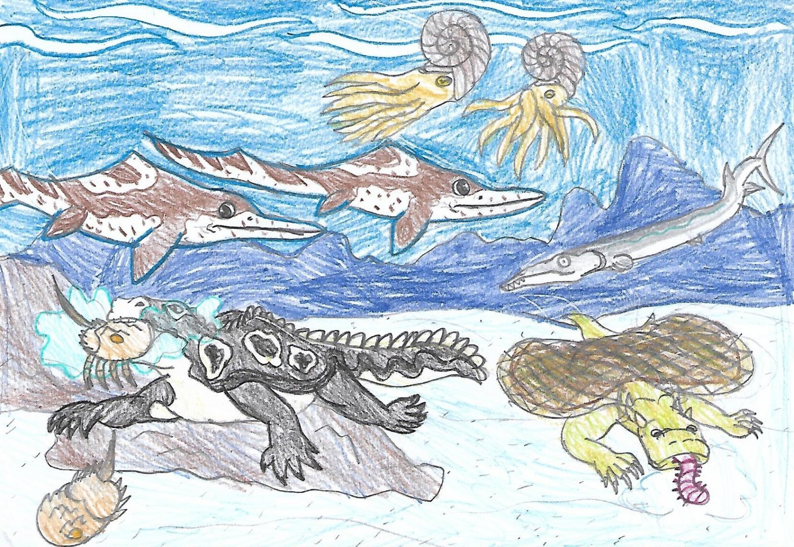 Triassic shore; below the surface