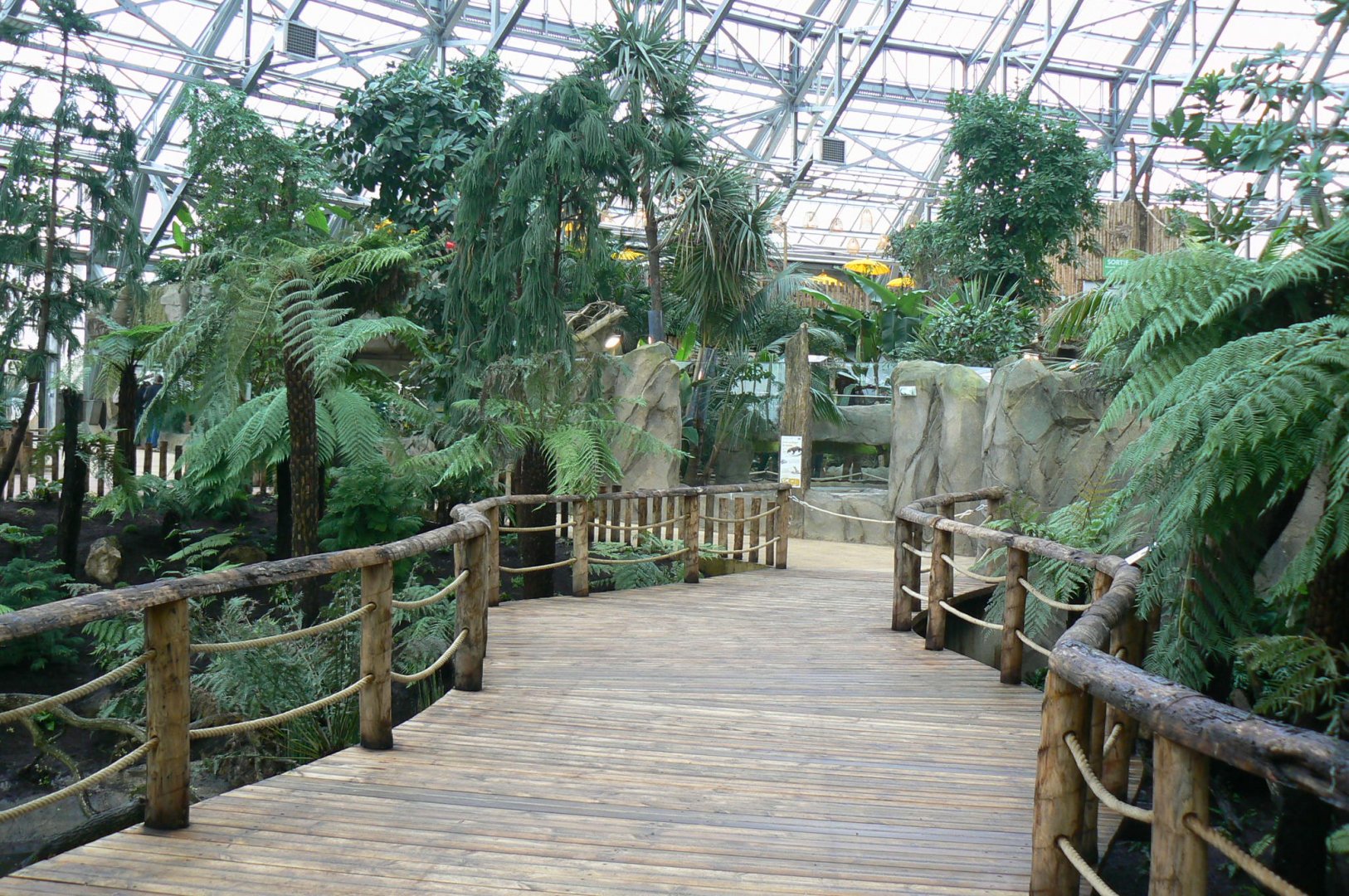 Tropical dome - Empty area for giant asian pond turtles and free-ranging birds