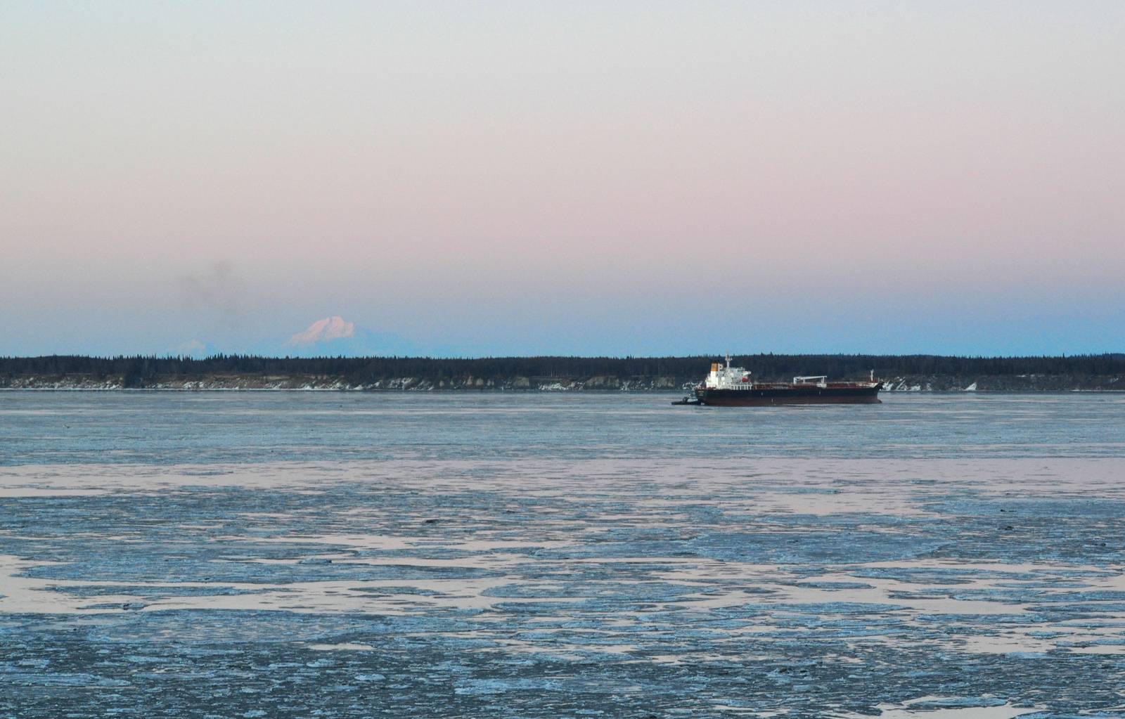 Tugs bringing Ship up main channel of Knik Arm - Alaska