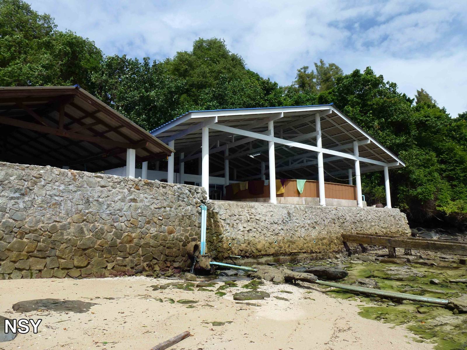Turtle facilities as seen from the beach, June 2013.