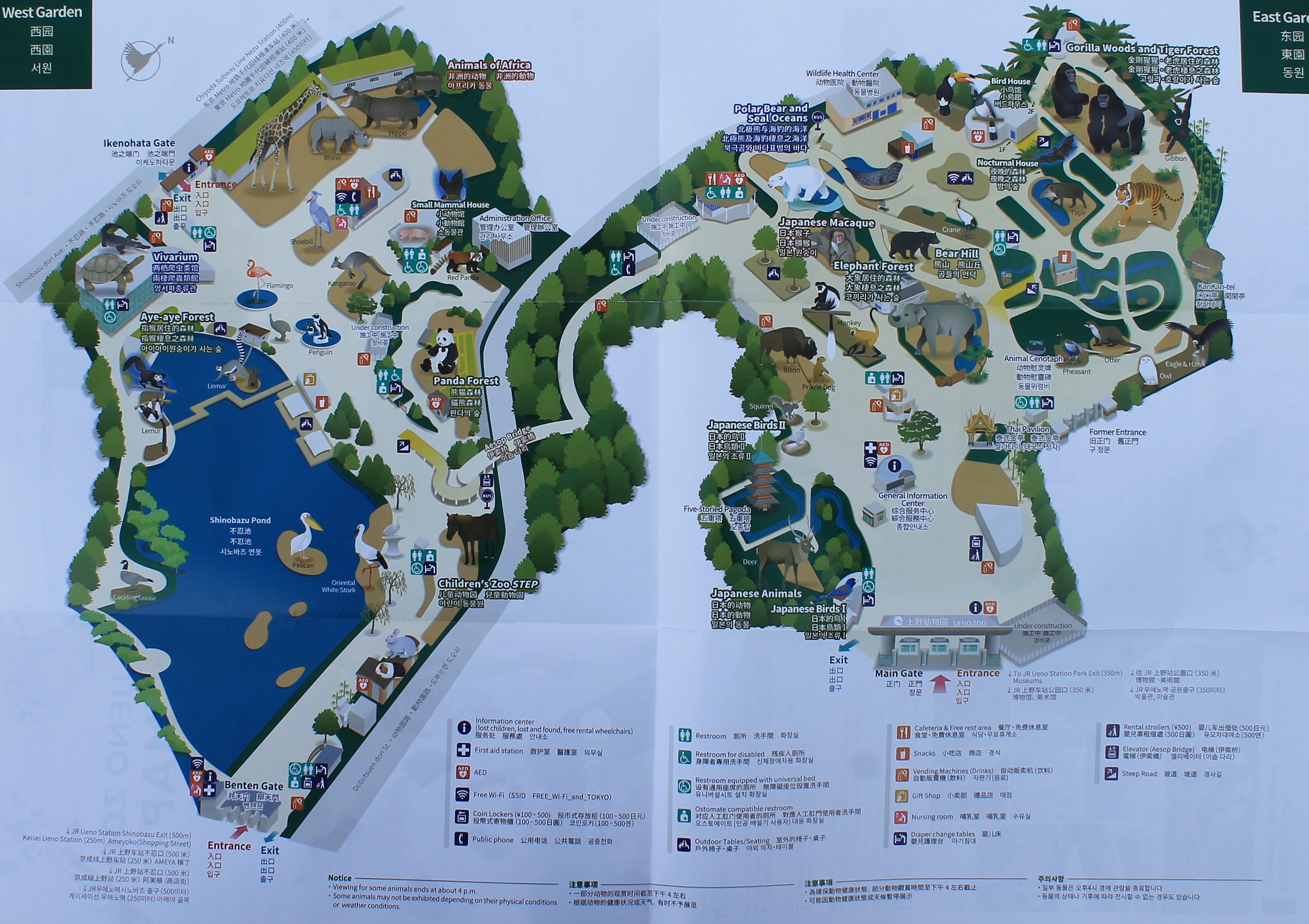Ueno Zoo pamphlet map, March 2025