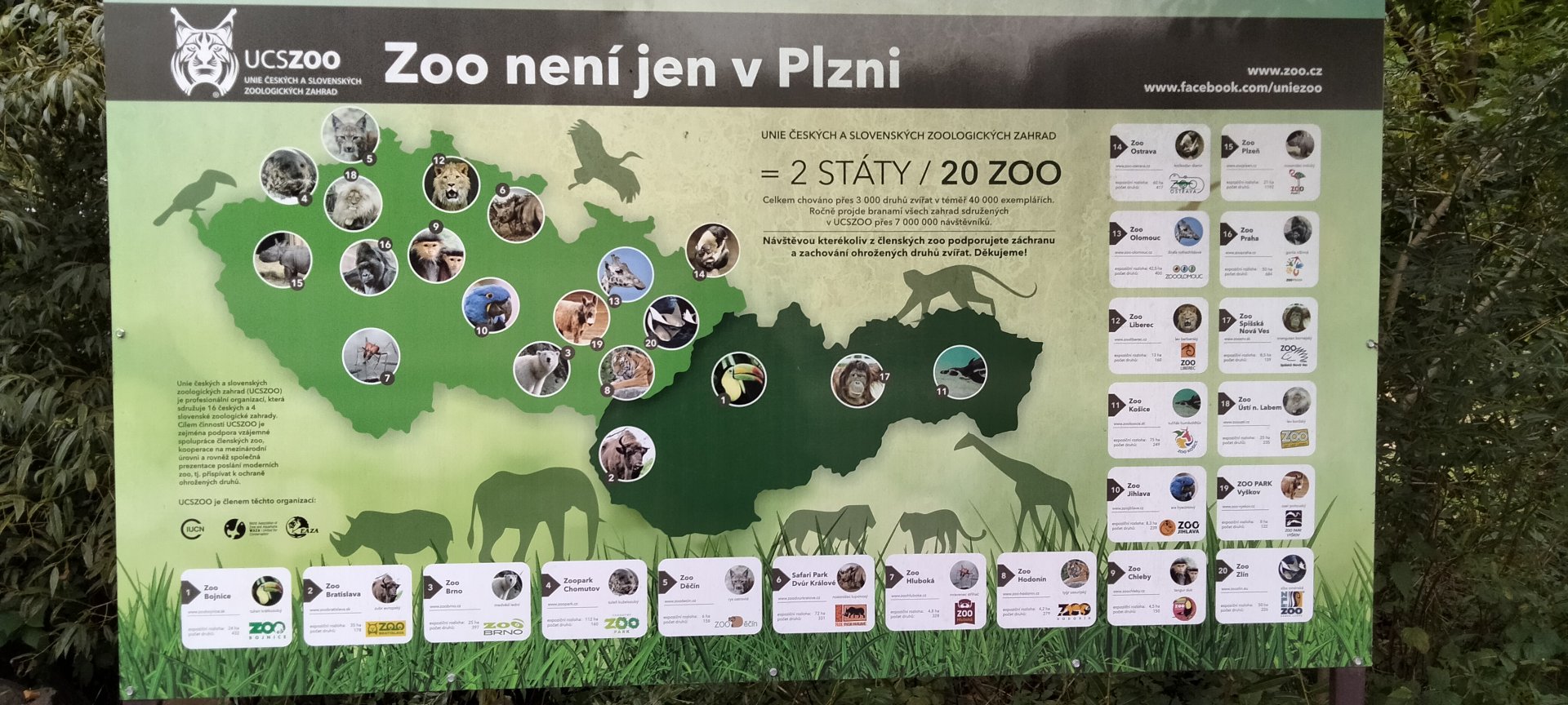 Union of Czech and Slovak zoos signage in front of the zoo