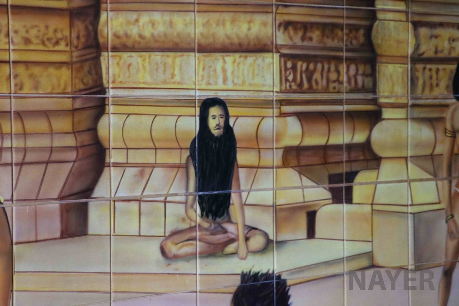 Unusual man on one of the murals, March 2016