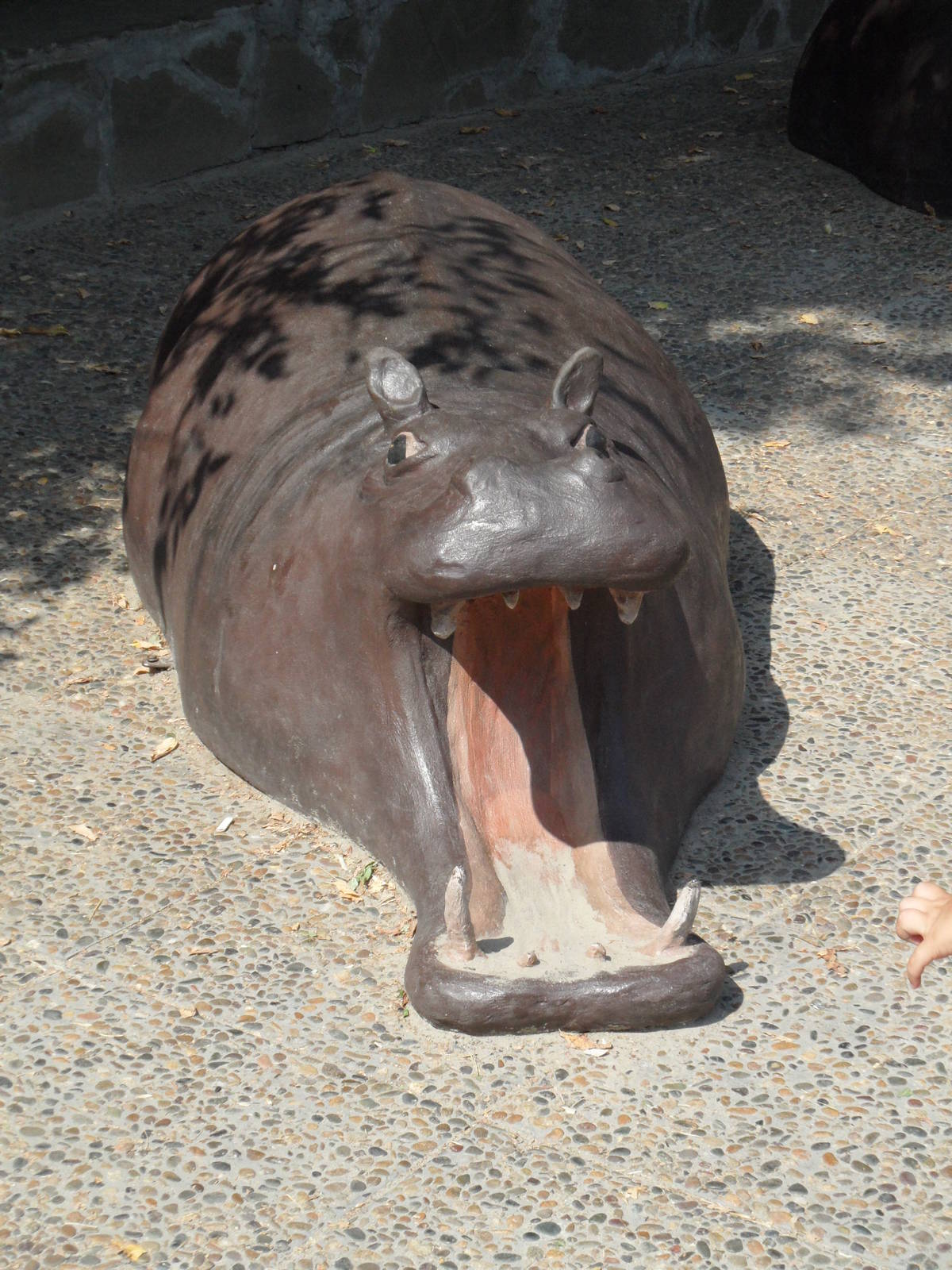 Very incorrect hippo sculpture - front view