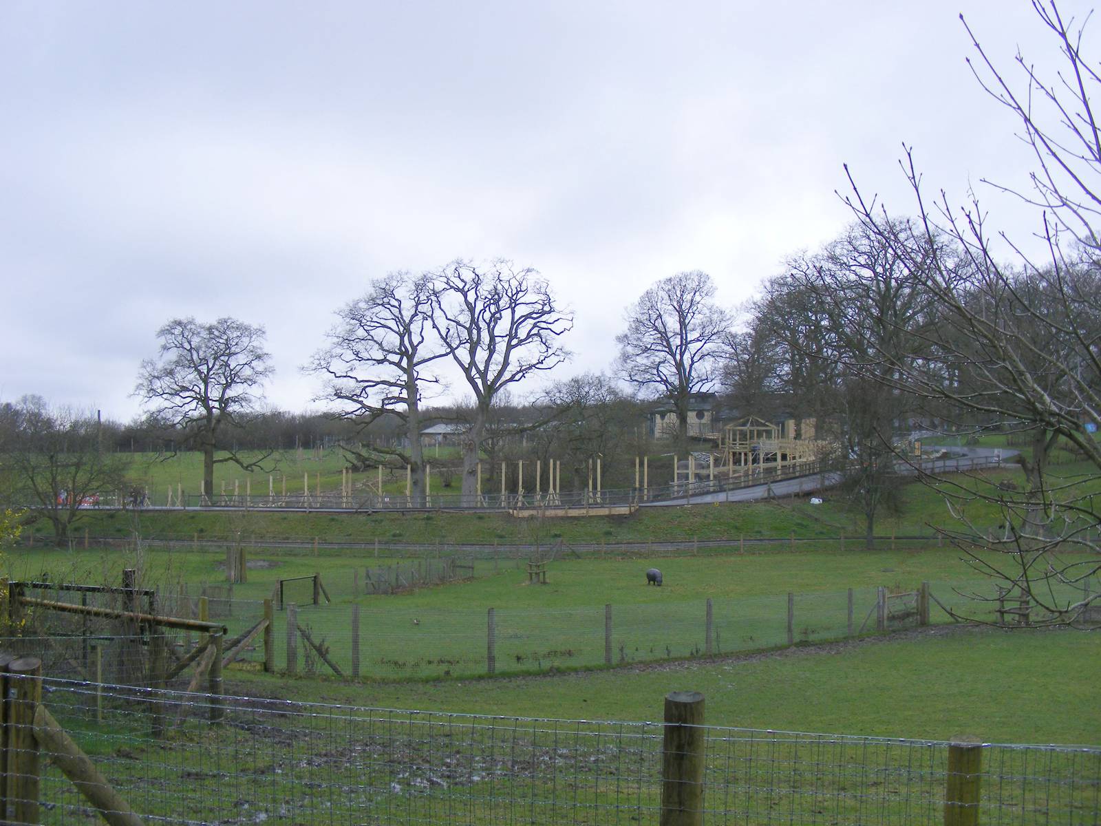View across to cheetah enclosure development at Marwell Wildlife, 27 Februa