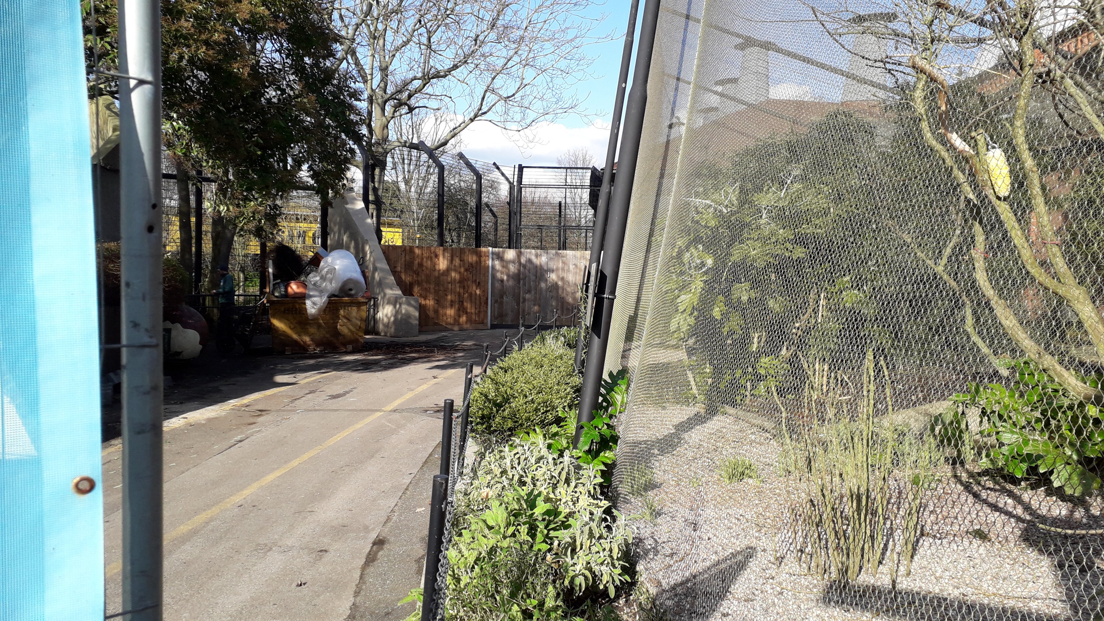 View behind temporary hoardings