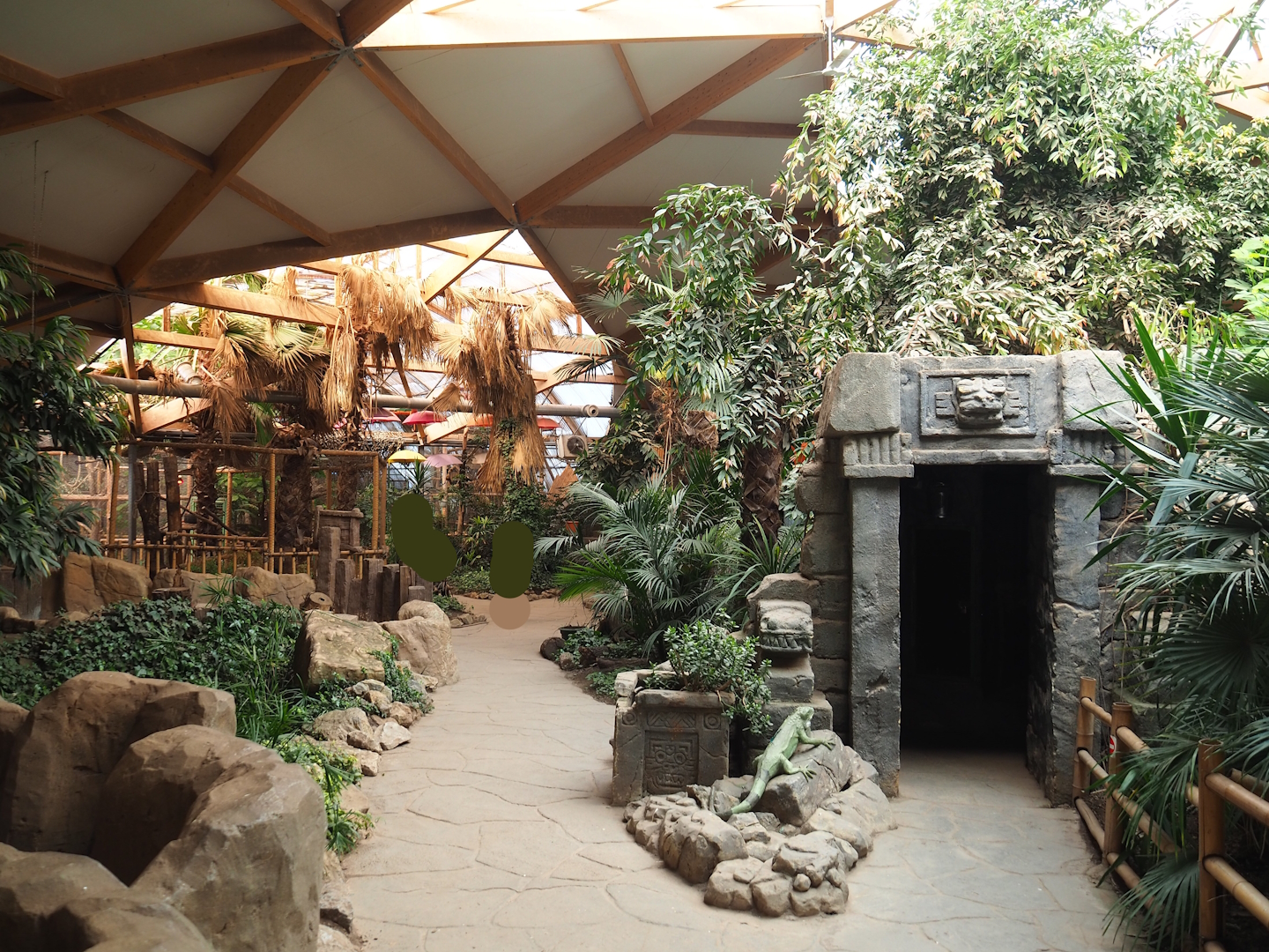 View in tropical house with entrance of the little reptile temple on the right side, 2023-05-19