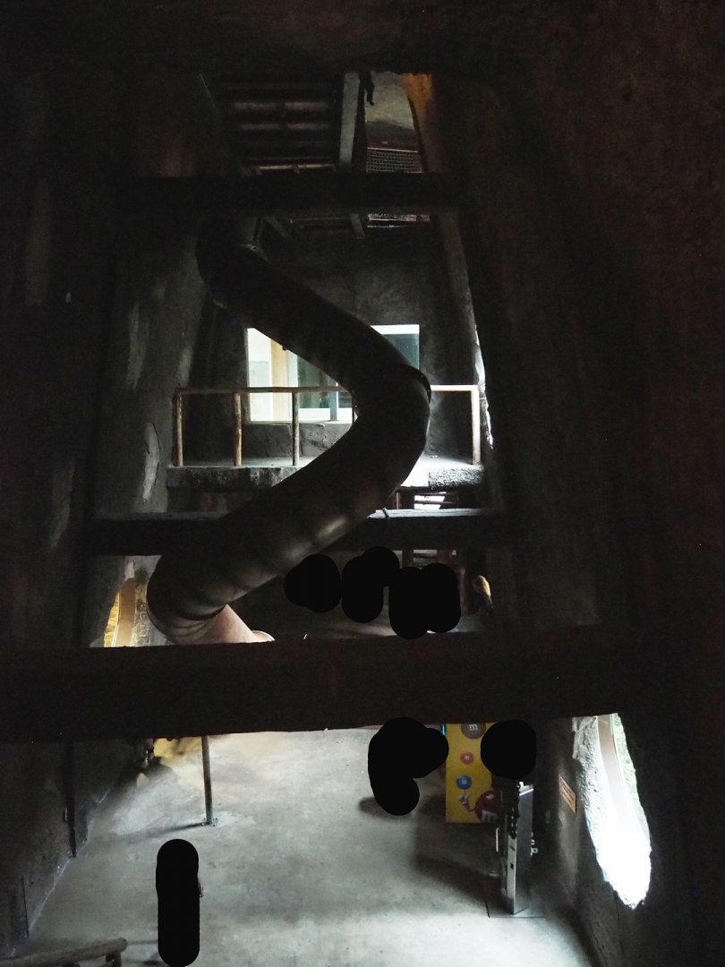 View inside the gorilla building, with part of indoor playground, 2023-08-17