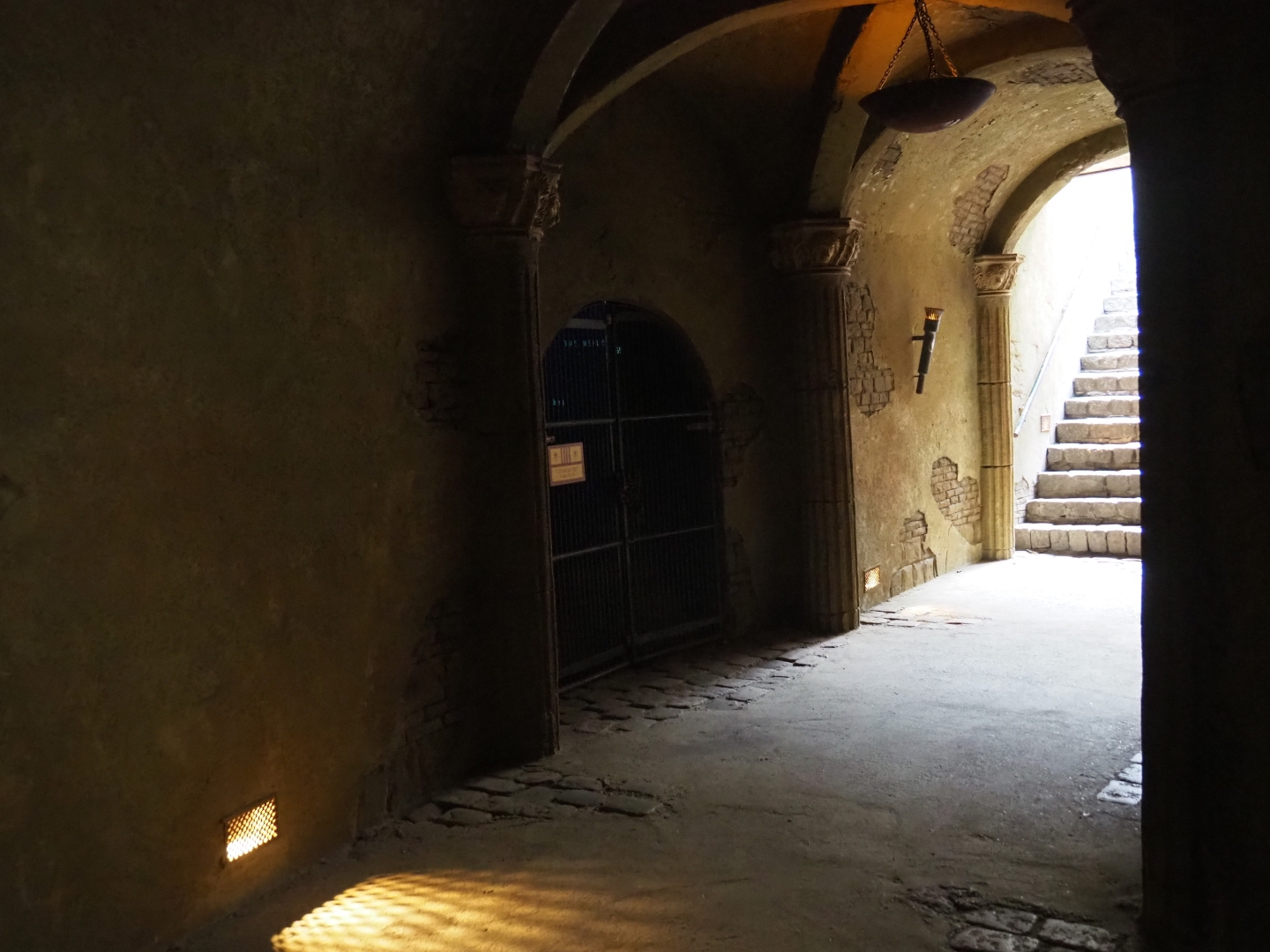 View into the dungeon underneath the lion exhibit