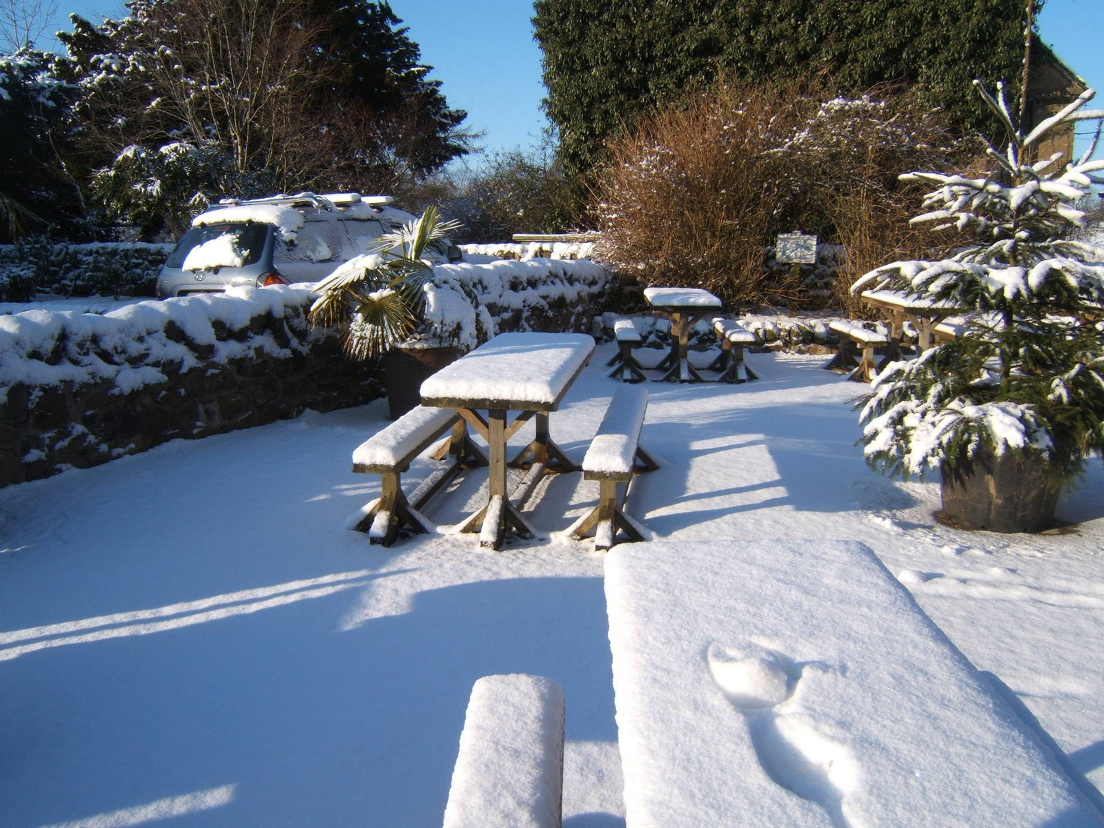 View of a very white Blackbrook outside the cafe