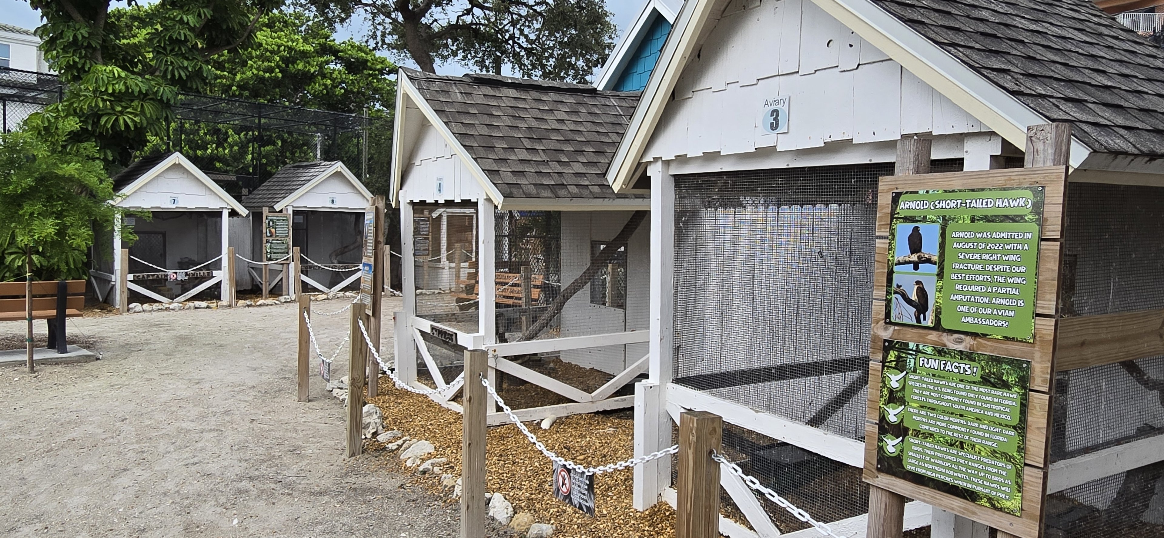 View of aviaries from the entrance