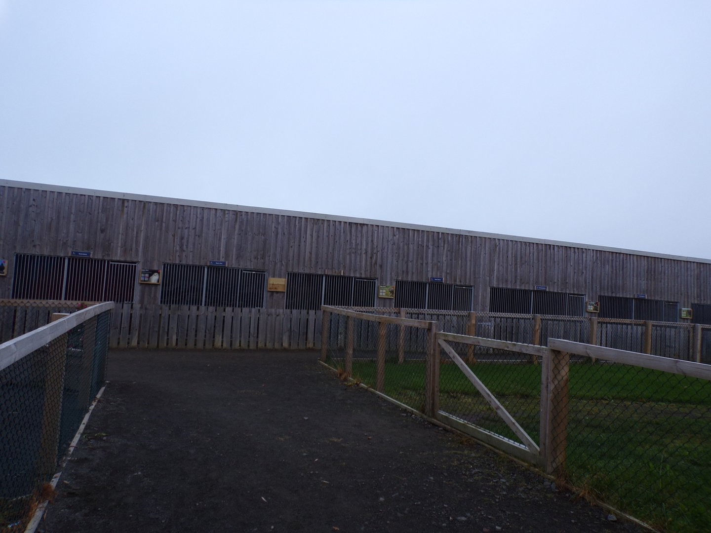View of birds of prey enclosures